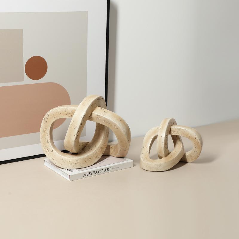 Resin Handicrafts Geometric Art Ring Interlocking Loop Knot Abstract Ornament Decorative Figurines Home Decoration Accessories