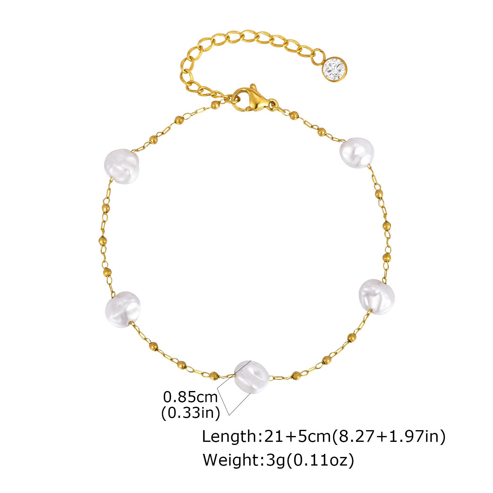 

Gold Faux Baroque Pearl Anklet for Women - Stainless Steel