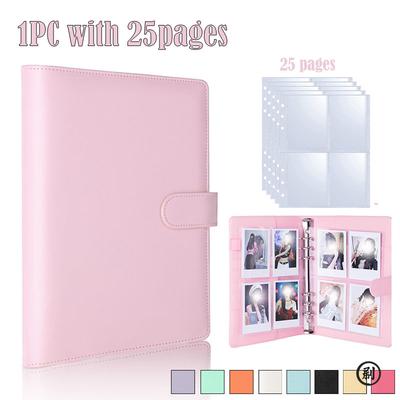 A5 Kpop Photocard Binder with 25 Pages 4-Pocket Card Collector Album with 200 Card Slots PU Leather Cover Organizing Cards