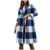 Women's Medium Plaid Double Breasted Long Sleeves Pocketless Coat Outwear