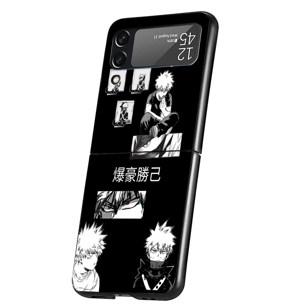 My Hero Bakugou Katsuki Case Phone Cover for Samsung Galaxy Z Flip 7 6 5 4 3 5G ZFlip7 ZFlip6 ZFlip5 ZFlip4 ZFlip3 Black Fundas