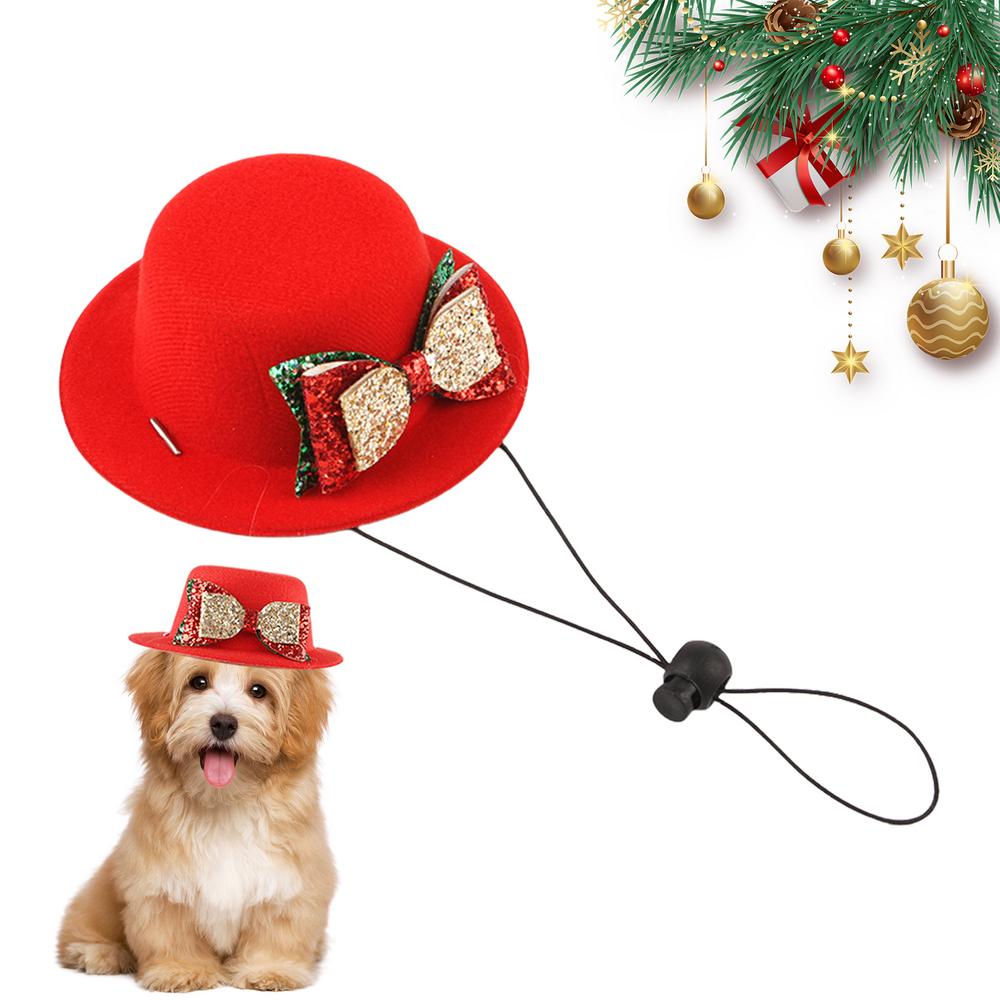 

Christmas Hats For Pet Dog Hats Bow Tie Christmas Deer Pattern Pet Hats Soft Cute Christmas Ornaments Adjustable Pet Costume For