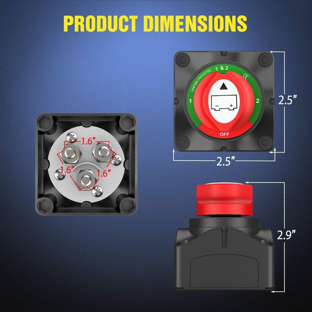 Knob Auto Battery Disconnect Switch 200A 300A Car Battery Selector Switch Master Battery Power