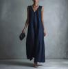European and American Spring and Summer New Casual Temperament V-neck Fashion Sleeveless Cotton Dress Women's Summer