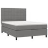 3141778 vidaXL Lit à sommier tapissier avec matelas Gris foncé 140x200cm Tissu