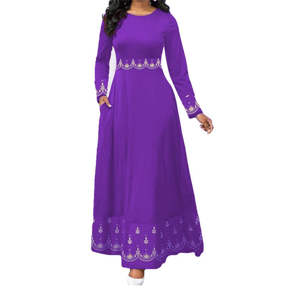 Retro Print High Waist Maxi Dress for Women