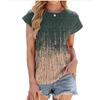 Summer New Round Neck Striped Loose Short Sleeved Women T-shirt Top