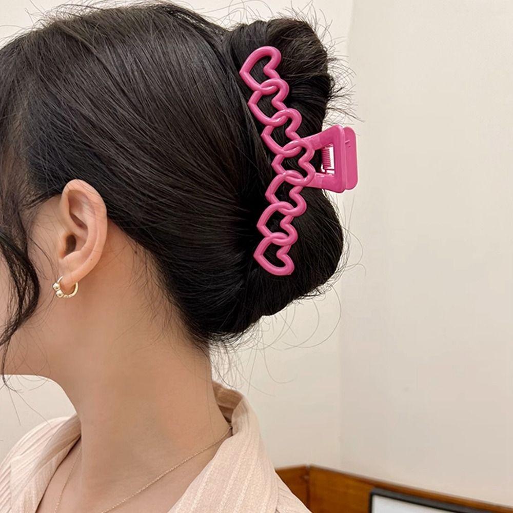Colorful Love Hair Clip Hollow Shark Clip Creative Heart Hair Claw  Female