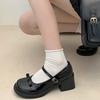 Fashion Mary Jane 2025 French High-heels New Bow Leather Shoes Round Toe British Style Women's Shoes Fashion Comfortable Buckle Pumps