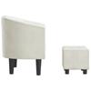 Club Armchair with Footstool White Faux Leather