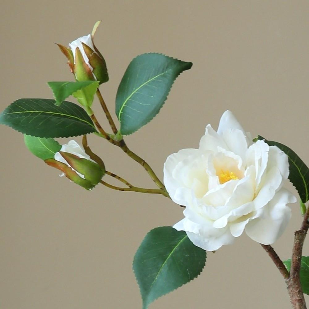 Plastic Artificial Flower Branch Real Touch Fake Flowers Silk Camellia Flower Outdoor Garden Decor