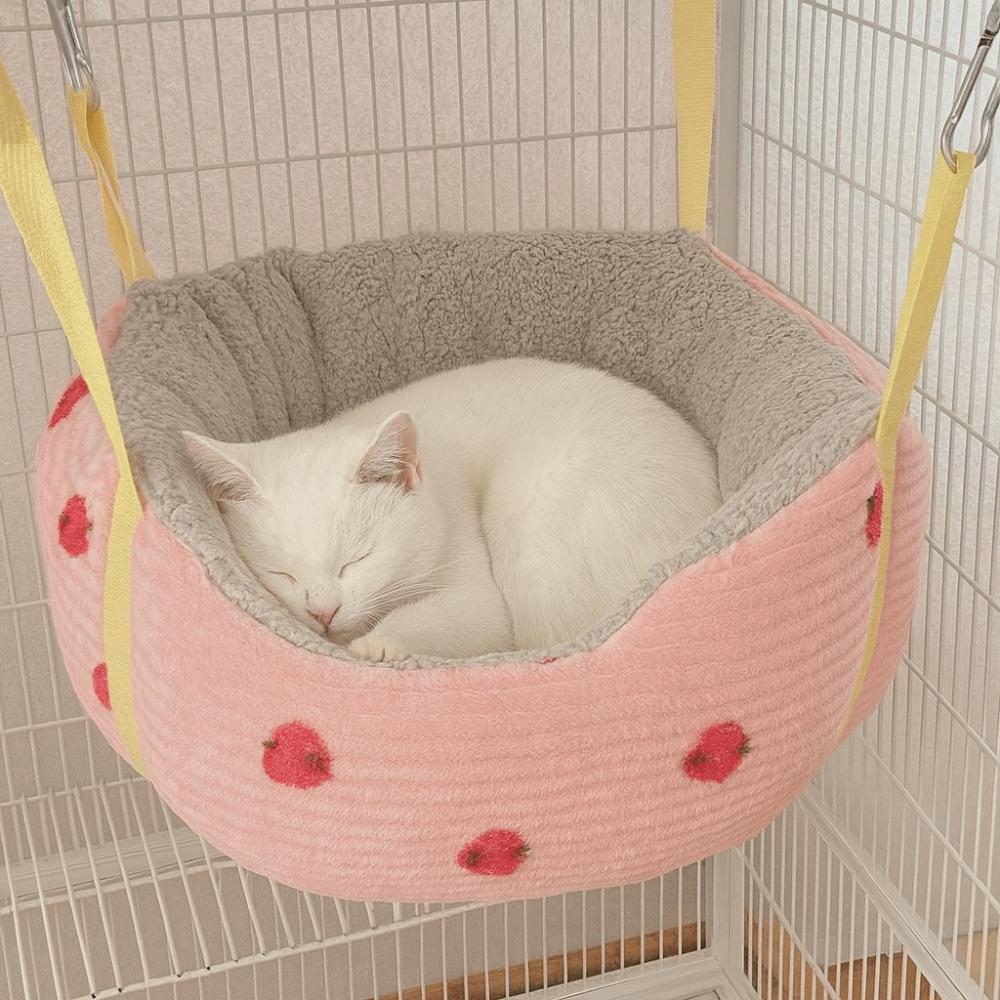 Suspended Swing Cat Warm Hammock Round High Side Cat Swing Bed Cozy Bottom Waterproof Cat Hanging Basket for Pet Cage