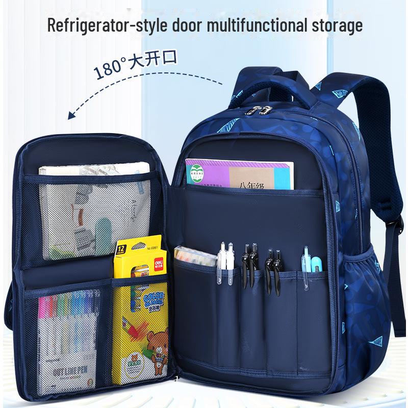 Elementary School Backpack with Side Cooler, Simple and Casual for Grades 1-3 and 6.