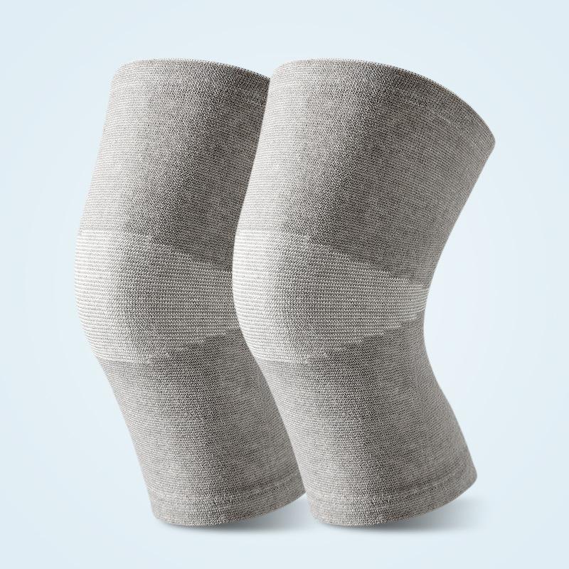 1 Pair Bamboo Charcoal Knee Support Lightweight Knitted Knee Guard for Men and Women Breathable Sweatproof Compression Support S серый