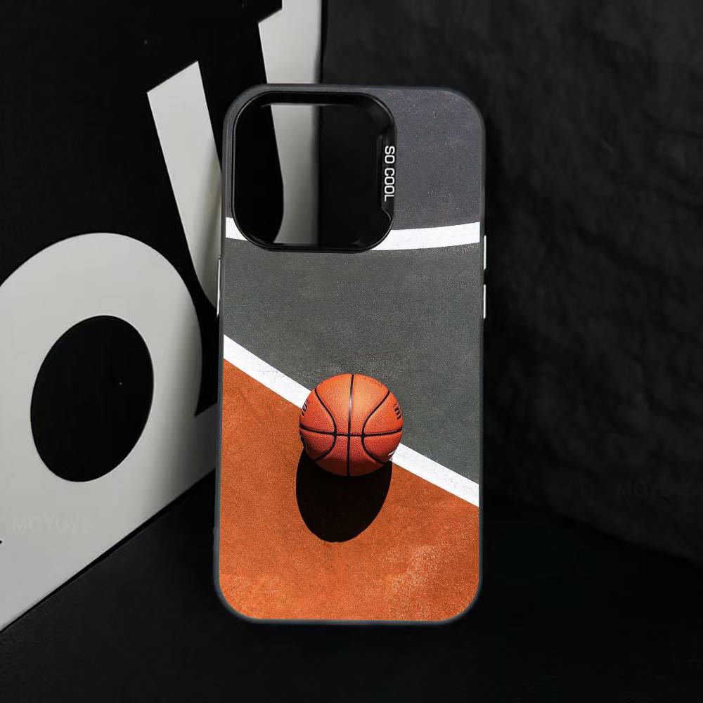 B-Basketball Phone Case For iPhone 17,16,15,14,13,12,11 Plus,Pro Max,XS,Colorful Silver Phone Case Funda Cover