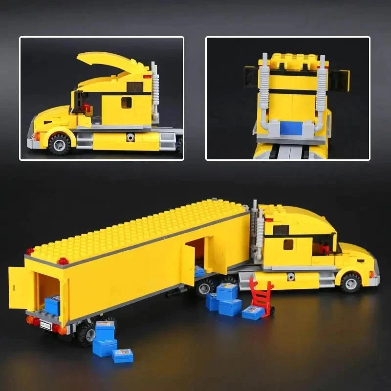City Series Transporter Yellow Big Truck Vehicle  Model Building Blocks Bricks Children's Puzzle Technical Toys for Kids Gifts