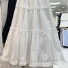 Sweet Lace Bow Ruffle Midi Skirt for Women - Spring 2025 High Waist A-line Style