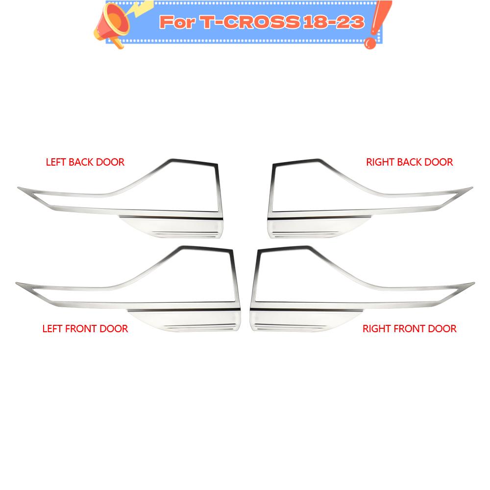 Stainless Steel Door Audio Speaker Cover Trim for Volkswagen VW T-cross Tcross 2018-2023 Stereo Loudspeaker Frame Interior Car Accessories