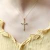 ZHOUYANG Pendants Necklace For Women Classic Cross Choker Chain Zircon Light Gold Women's Necklaces Jewelry N051