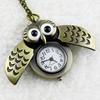 Retro Owl Shape Pendant Analog Pocket Watch Chain Necklace Unisex Jewelry Gift