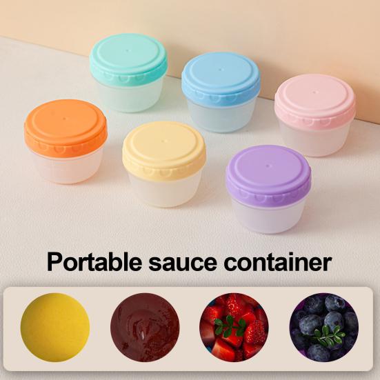 6Pcs Sauce Cup 60ml Leakproof Salad Dressing Container Reusable Condiment Dispenser for Picnics Traveling Kitchen Supplies