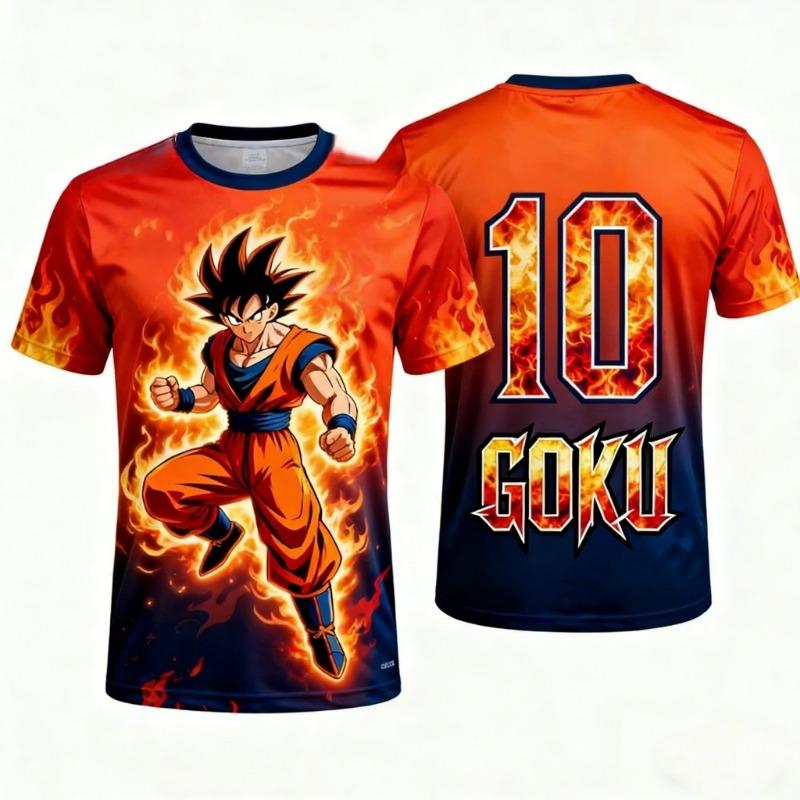 Summer Dragon Ball Z Goku 3D Printed T-Shirt for Men and Kids Casual Sportswear for Outdoor Fun, Soccer Games, and More