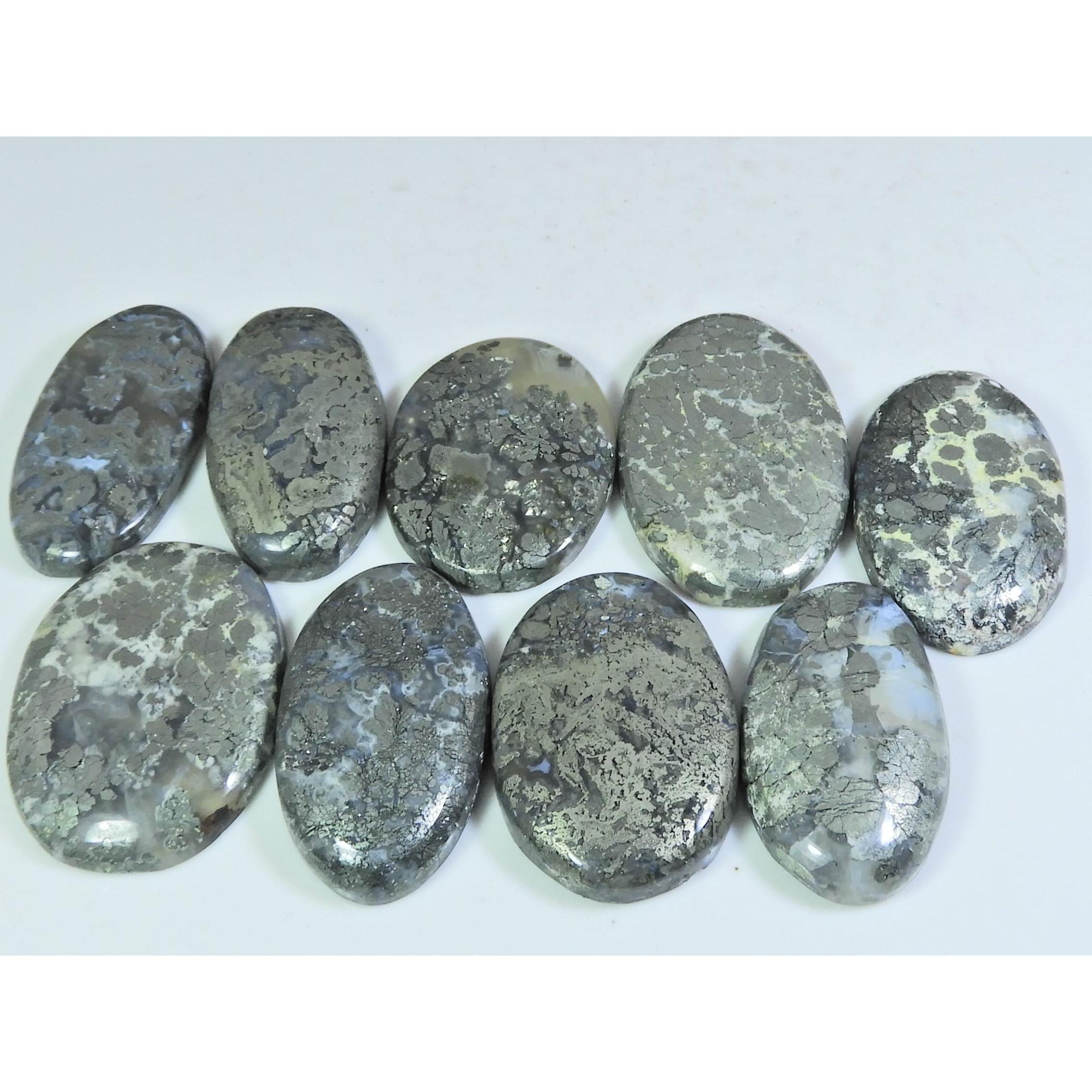 

394 карата. Натуральный Марказит Овальной Формы Кабошон Свободный Драгоценный Камень Лот 09 Шт. C-321