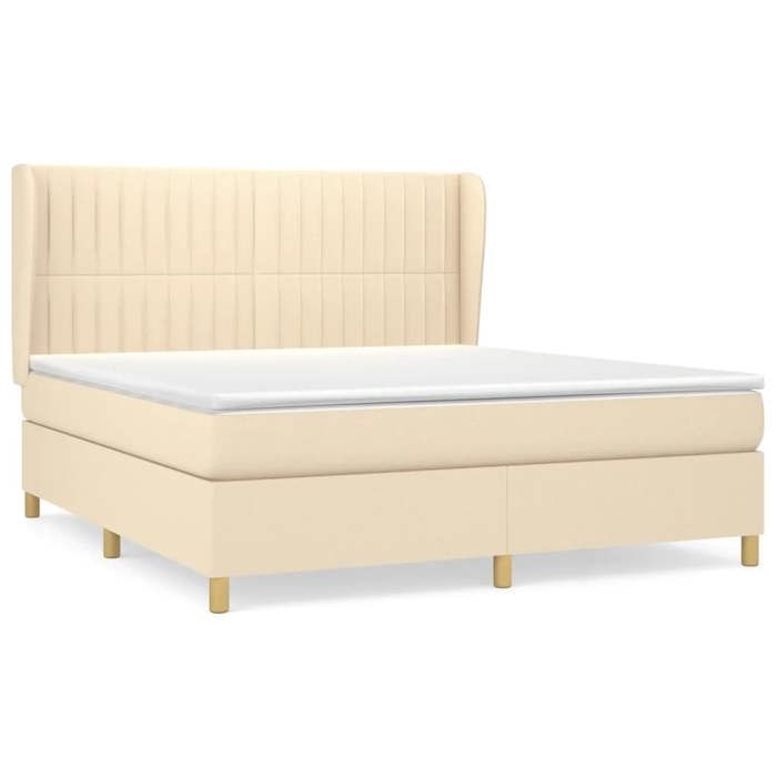 3128698 vidaXL Divan Bed with Mattress Cream 160x200 Cm Fabric