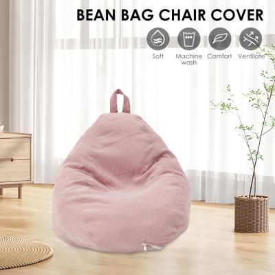 Bean Bag Chair Cover Corduroy Lazy Sofa Protector with Handle Machine Washable Soft Plush Toys Storage Bag for Home Kids Adults