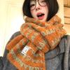 Korean Style Pumpkin Color Knitted Scarf 170cm x 25cm Fall Winter Neck Warmer  For Women
