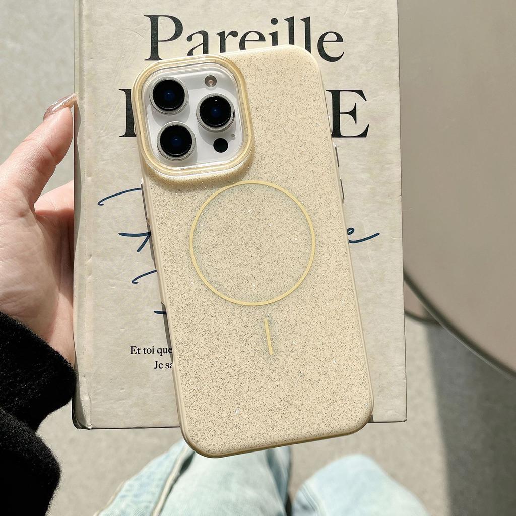 Simple and Practical iPhone 16 Pro Max Apple 17 Phone Case 15/14 Magnetic IMD Glitter Fine Circle Soft Case