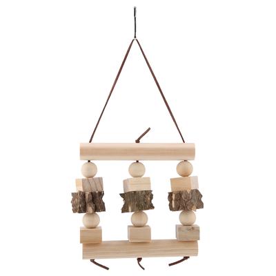 Wooden Block Bird Parrot Perch Stand Swing Chewing Toy Birdcage Decoration Accessory