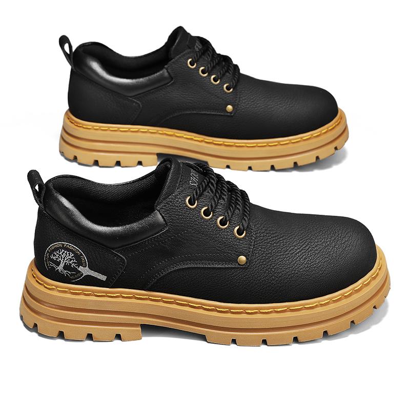 

Outdoor Casual British Style Brown Casual Big Head Boots Male Low Top Leather Work Shoes Desiger Vintage Ankle Boots for Men 38