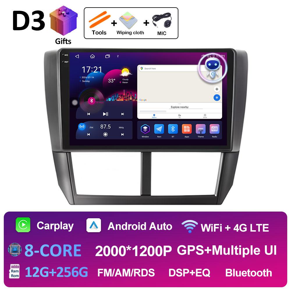 Wireless Carplay DSP Stereo For Subaru Forester 3 SH 2007 2008 2009 2010 2011 2012 2013 Android 14 WIFI Bluetooth 4G Auto Tools