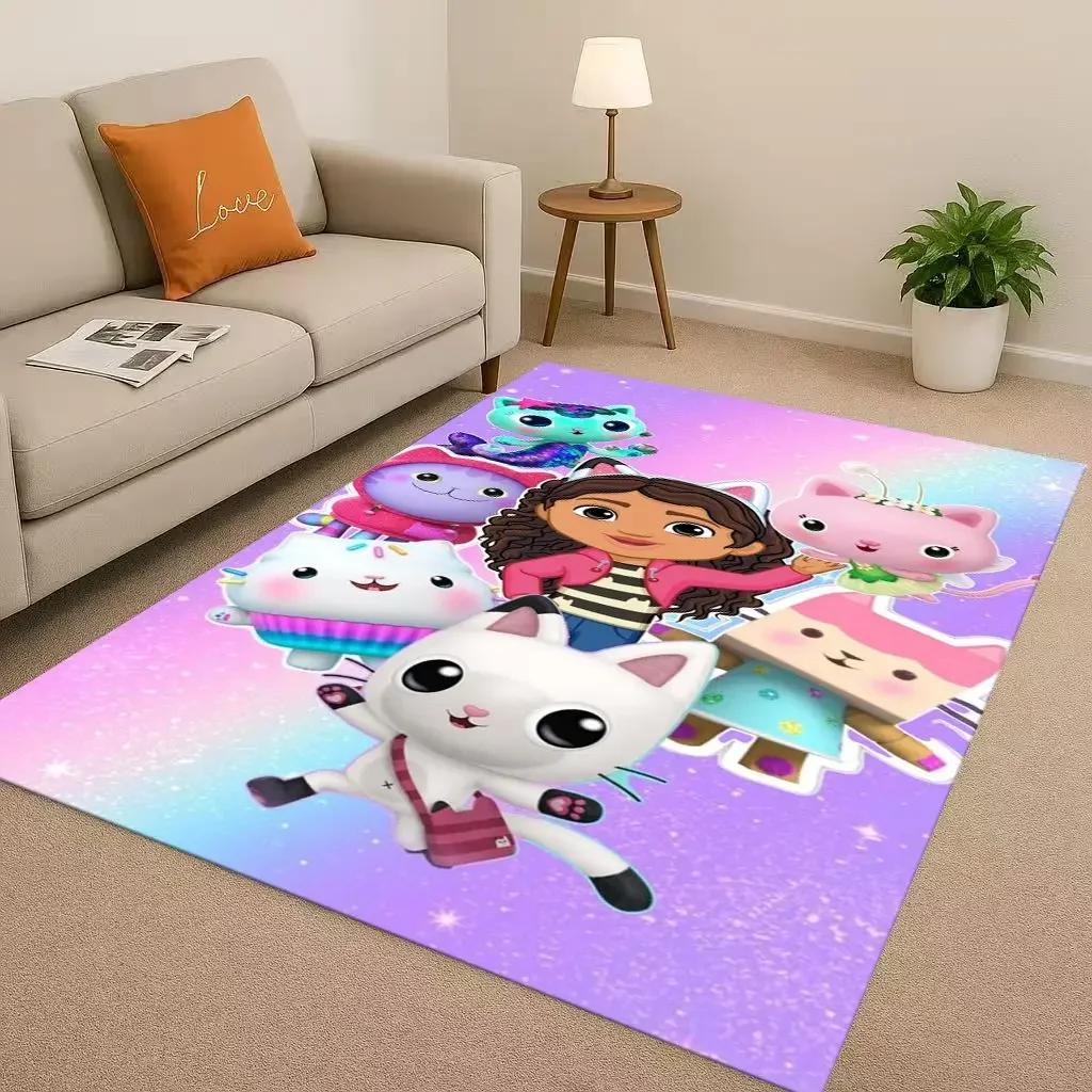 Tappeto Kawaii Casa delle Bambole di Gabby Cartone Animato Ragazza Soggiorno Area Antiscivolo Tappeto Morbido per Camera da Letto Sala Giochi e Divano, Zerbino Decorazione Casa