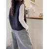 Einfarbige Damen Strickweste Koreanischer Rundhals Einreihiger Pullover Frühling Herbst Kurz Mode Damenbekleidung