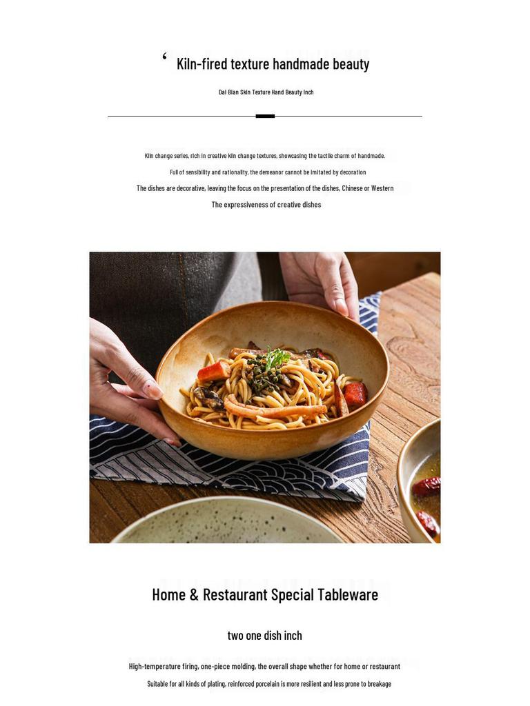 Japanisches Retro-Keramikgeschirr: Grobes Steingut Dessert-, Suppen- und Pastateller für Restaurants oder Hotels