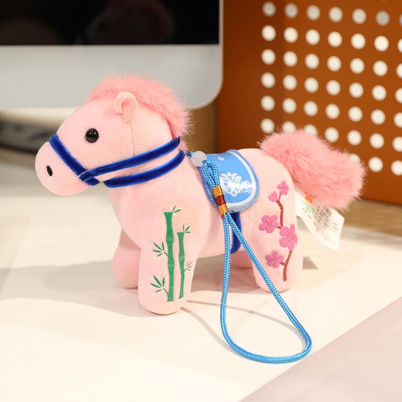 Blau-Weißes Porzellanpferd Maskottchen Plüschtier - Geschenk für das Jahrestreffen