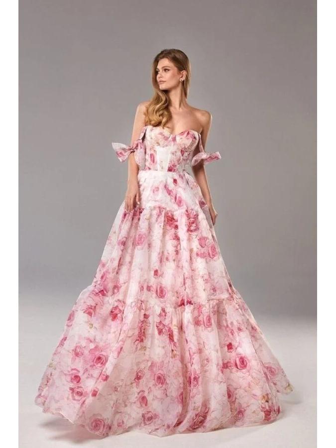 European & American Floral Organza Sleeveless Strappy Dress