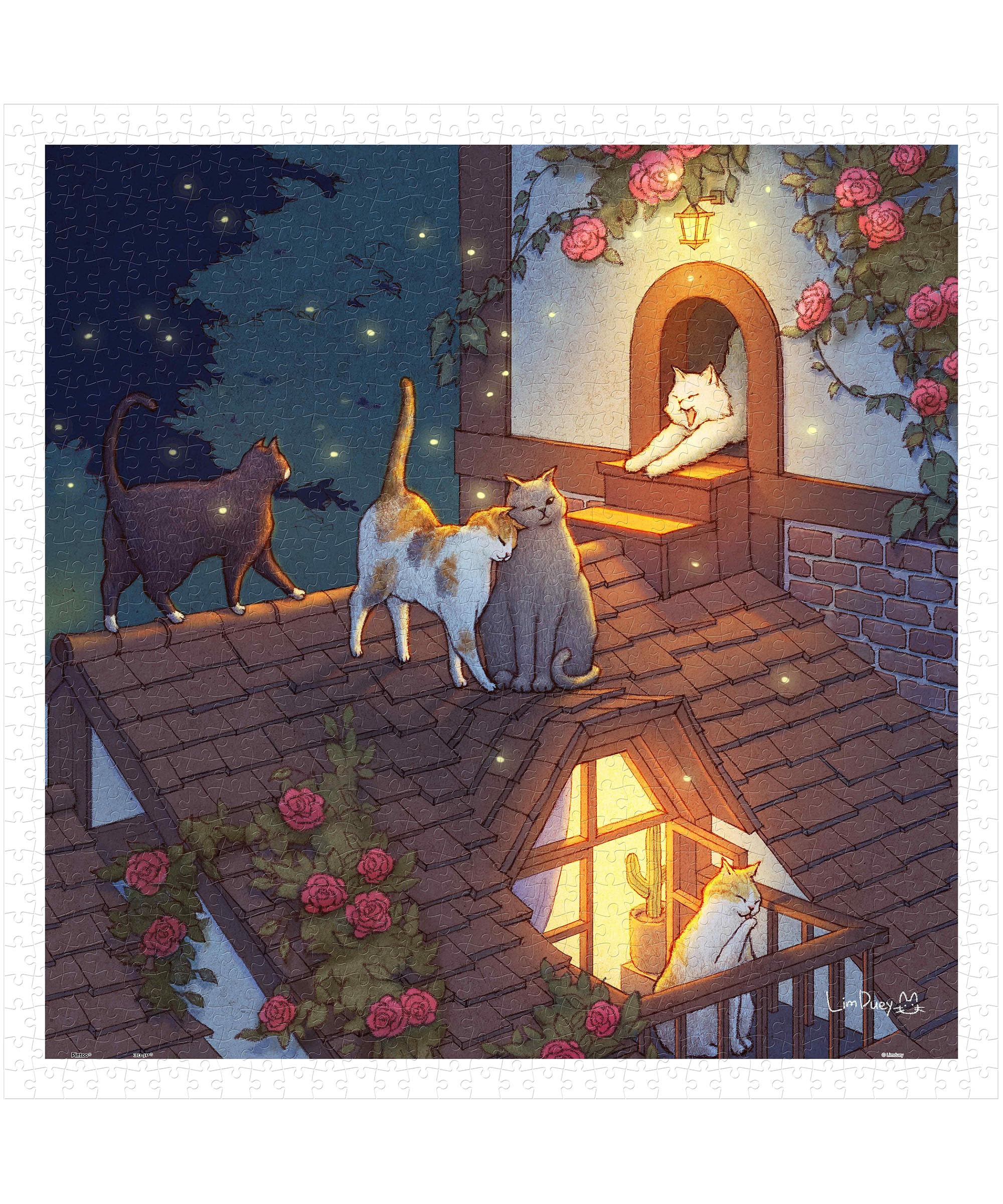 

Pinto 900-Piece Plastic Jigsaw Puzzle Limduey - Rooftops at Night (45x45cm) for Adults, Difficult, No Broken Pieces, Click-together Design [H3454]