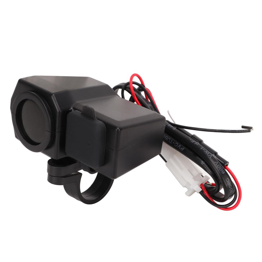 Motorcycle Handlebar Charger ABS with Voltage and Temperature Digital Display Motorbike Power Supply Socket for Riding