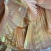 Creative Shiny Pleated Organza Fabric Rainbow Mermaid 100*150cm Cloth Fabric Handmade DIY Material Sewing Girls Skirt Dress