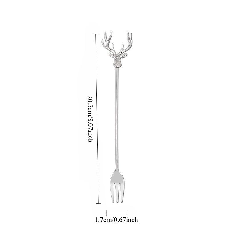 

Christmas Day 304 Stainless Steel Cartoon Dessert Spoon Flamingo Elk Cactus Fruit Fork Stir Spoon