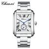 CHENXI 8216 Men's Quartz Watches Fashion Business Simple Silvery Stainless Steel Strap Square Wristwatches for Male Gift