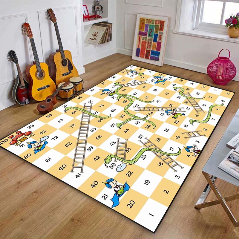 Game Snakes and Ladders Pattern Floor Rug Carpets Living Room Bedroom Bedside Bathroom Floor Mat Area Rug Kids Room Play Mat