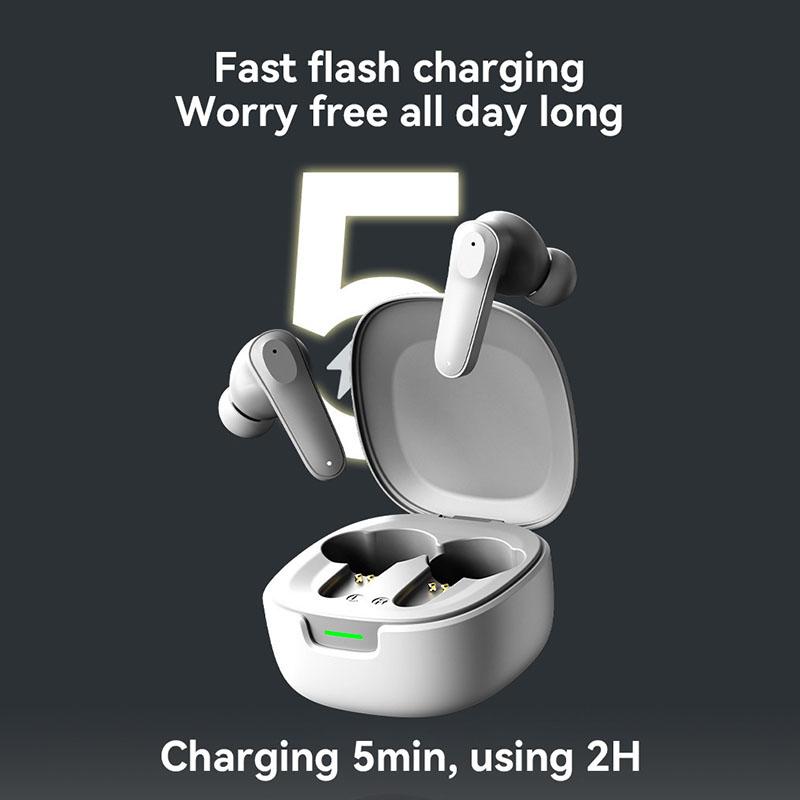 Căști Wireless cu Anulare a Zgomotului ENC, Căști In-Ear, Căști Stereo HiFi pentru Muzică cu Microfon HD, Căști cu Latentă Scăzută, Căști Rezistente la Apă