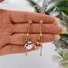 Asymmetrical Christmas Tree And Santa Claus Bell Cane Tassel Earrings Pendant