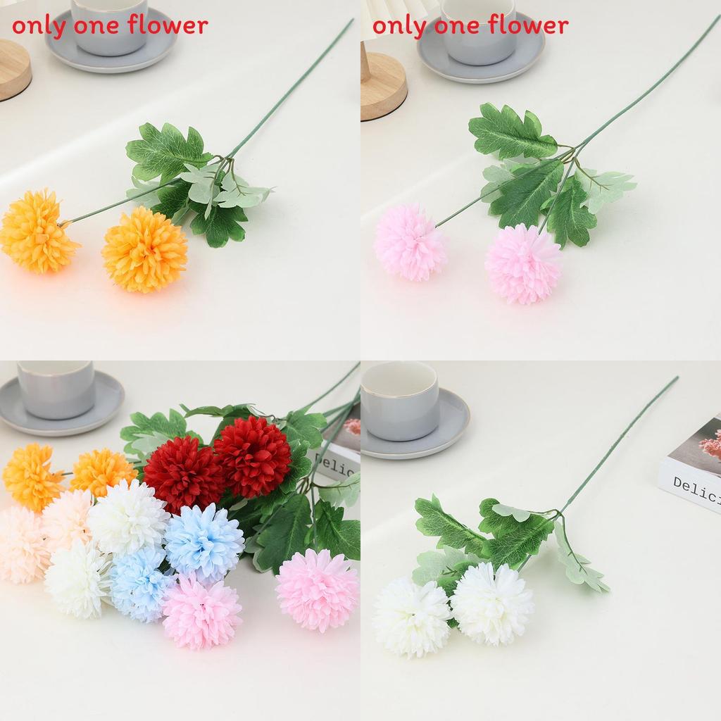 Silk Flower Long Doubleball Ping Pong Chrysanthemum For Wedding And Party Decor