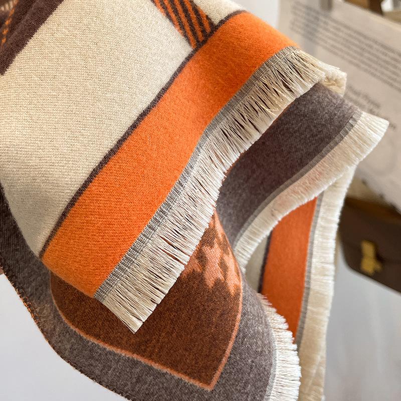 Qiandongge Imitation Cashmere Scarf Women's Thermal Scarf Fashion Color Matching Long