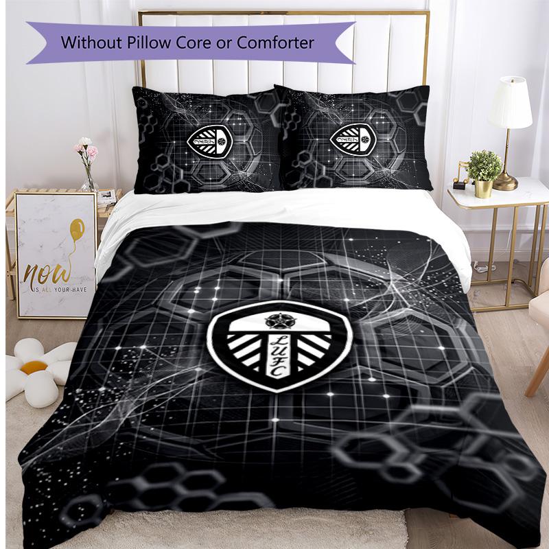 Set Lenzuola Stampa Leeds United Football 3 Pezzi, Comodo Set Copripiumino per Camera da Letto Amico della Pelle